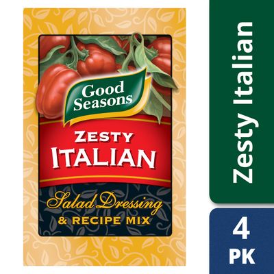 (2 Pack) Good Seasons Zesty Italian Salad Dressing & Recipe Mix, (4 - 0.6 Oz Boxes)
