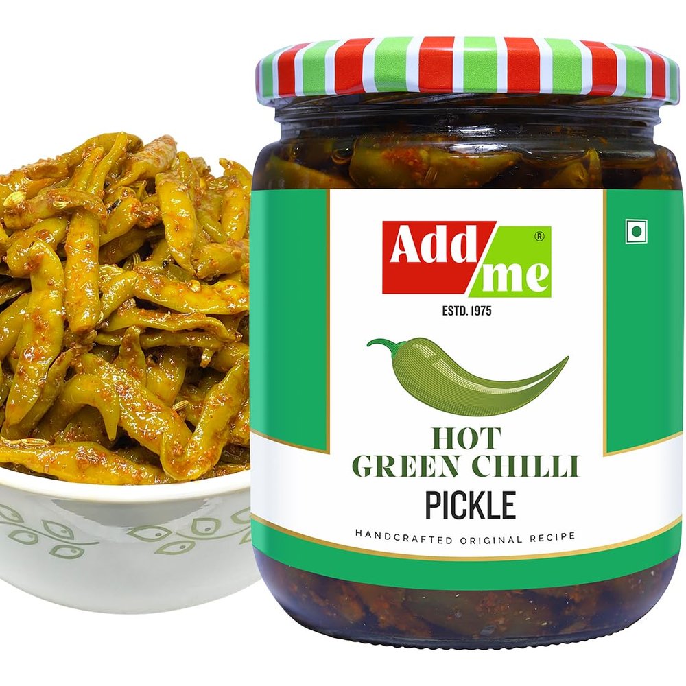 Add me Homemade Spicy Hot Green Chilli Pickle 500 gm Hari Mirch Mirchi ka Achar masaledar Pickles