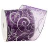 Morex Ribbon Wired Swirl Sheer Glitter Ribbons, Holiday Ribbon for Crafts and Christmas Decorations, Gift Wrapping, 4" x 25 yd, Purple/Silver view 1