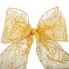 Morex Ribbon Wired Swirl Sheer Glitter Ribbons, Holiday Ribbon for Crafts and Christmas Decorations, Gift Wrapping, 4" x 25 yd, Gold/Gold view 2