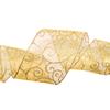 Morex Ribbon Wired Swirl Sheer Glitter Ribbons, Holiday Ribbon for Crafts and Christmas Decorations, Gift Wrapping, 4" x 25 yd, Gold/Gold view 3