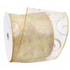 Morex Ribbon Wired Swirl Sheer Glitter Ribbons, Holiday Ribbon for Crafts and Christmas Decorations, Gift Wrapping, 4" x 25 yd, Ivory/Gold view 1