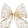 Morex Ribbon Wired Swirl Sheer Glitter Ribbons, Holiday Ribbon for Crafts and Christmas Decorations, Gift Wrapping, 4" x 25 yd, Ivory/Gold view 2