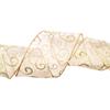 Morex Ribbon Wired Swirl Sheer Glitter Ribbons, Holiday Ribbon for Crafts and Christmas Decorations, Gift Wrapping, 4" x 25 yd, Ivory/Gold view 3