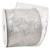 Morex Ribbon Swirl Wired Sheer Glitter Ribbon, 4-Inch by 25-Yard Spool, White/Silver view 1