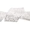 Morex Ribbon Swirl Wired Sheer Glitter Ribbon, 4-Inch by 25-Yard Spool, White/Silver view 2