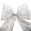 Morex Ribbon Swirl Wired Sheer Glitter Ribbon, 4-Inch by 25-Yard Spool, White/Silver view 3