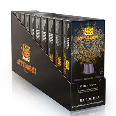 Attibassi Coffee Capsules Compatible with Nespresso (100 Pack) Intenso Italian Dark Roast Espresso Pods