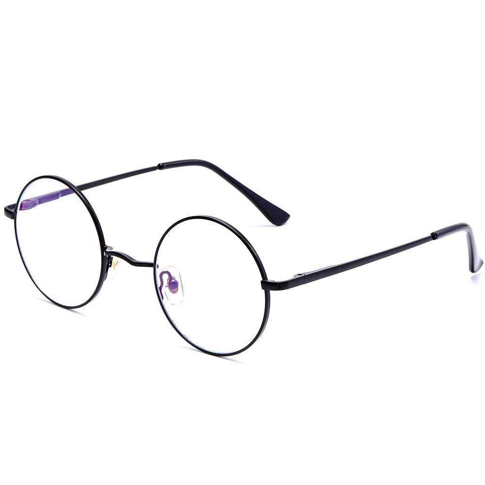 AZorb Blue Light Blocking Glasses for Women Men Retro Round Metal Frame Eyeglasses (Black)