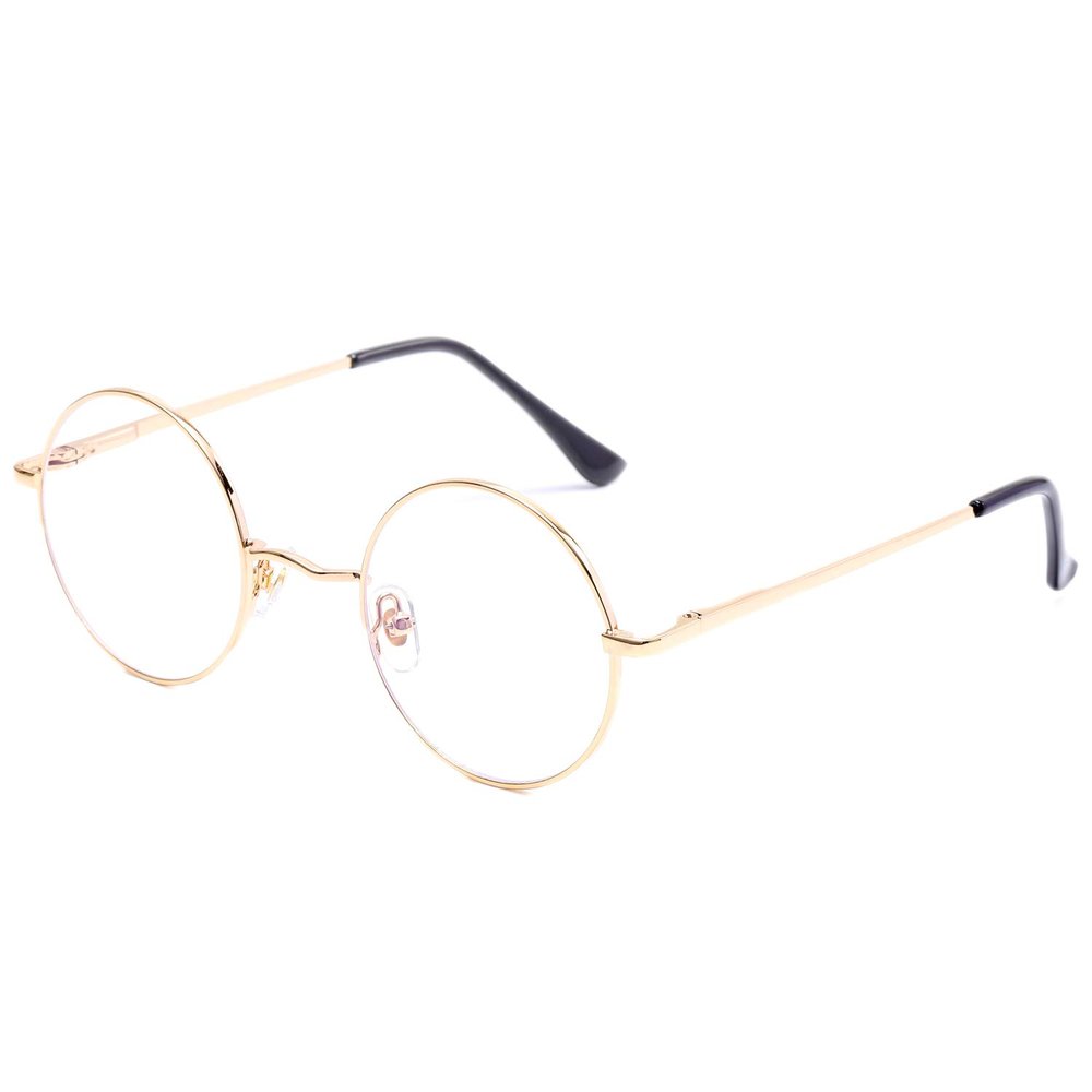 AZorb Blue Light Blocking Glasses for Women Men Retro Round Metal Frame Eyeglasses (Gold)