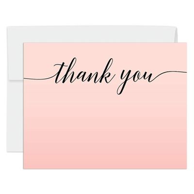 Andaz Press Blush Pink Rose Elegant Party Collection, Blank Thank You Note Cards with Envelopes, 24-Pack