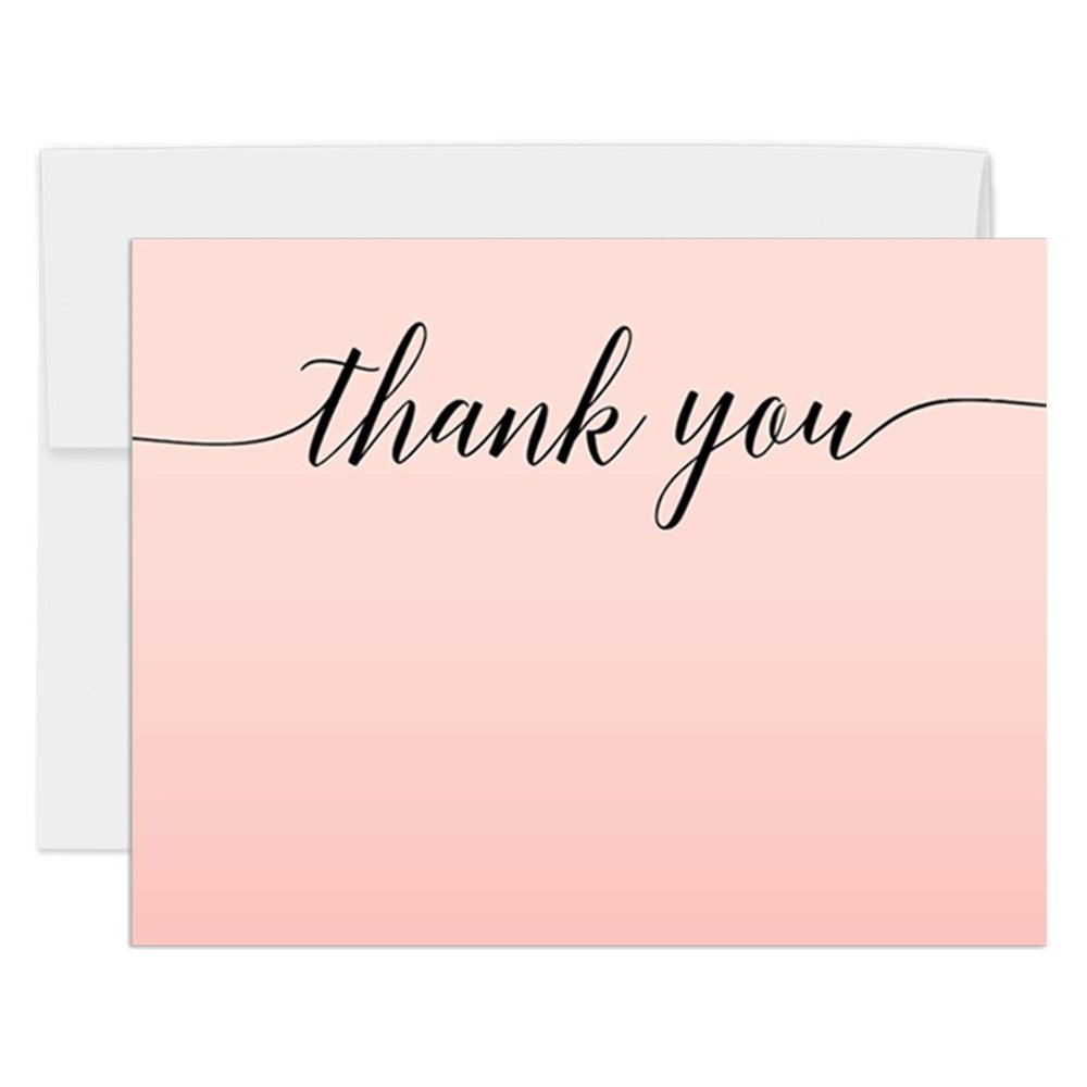 Andaz Press Blush Pink Rose Elegant Party Collection, Blank Thank You Note Cards with Envelopes, 24-Pack