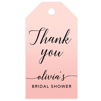 Andaz Press Personalized Blush Pink Rose Elegant Party Collection, Classic Tags, Thank You Olivia's Bridal Shower, 20-Pack, Custom Customizable Favors Decor