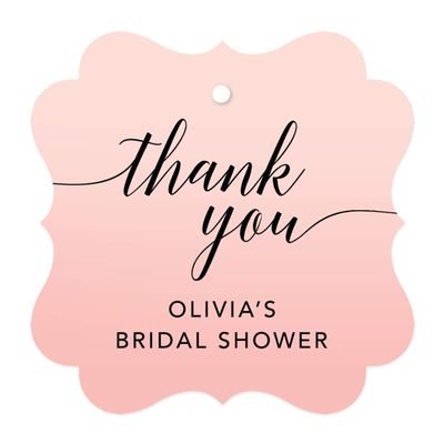 Andaz Press Personalized Blush Pink Rose Elegant Party Collection, Fancy Frame Tags, Thank You Olivia's Bridal Shower, 24-Pack, Custom Customizable Favors Decor
