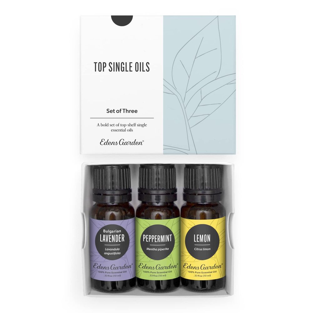 Edens Garden Top Essential Oils 3 Set  100% Pure Therapeutic Grade, Undiluted Aromatherapy Scents: Lavender, Peppermint & Eucalyptus Oil for Diffusers & Home  Natural Wellness Gift, 10 ml/ 3 Pack