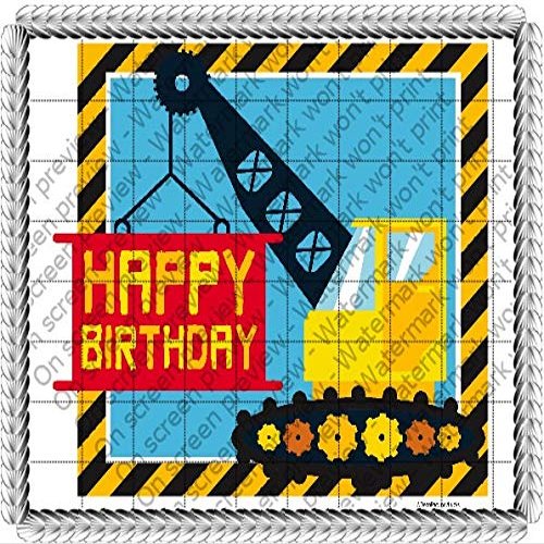 1/4 Sheet - Under Construction Birthday - D121 - 2D Edible Cake/Cupcake Party Topper