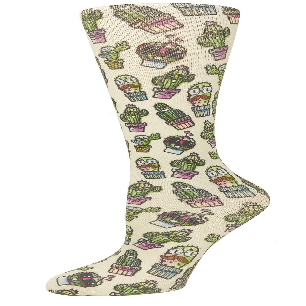 Cutieful 'Knee High Compression Socks 8-15 mmHg' Footwear (Cool Cact-guy, Shoe Size: 5-11)