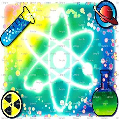 1/4 Sheet - Science Atom Chemistry Birthday - D974 - 2D Edible Cake/Cupcake Party Topper