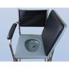 Wheeled Stainless Steel Commode Chair with Padded Seat, Brakes and Footrests,Elderly Bathroom Toilet Stool Safety/Non-Slip view 2