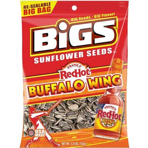 Bigs Franks RedHot Buffalo Wing Sauce Sunflower Seed, 5.35 Ounce -- 12 per case.