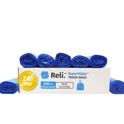 Reli. SuperValue 16-25 Gallon Recycling Bags | 240 Count Bulk | Blue Trash Bags | Commercial Can Liners