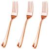 100 Piece Rose Gold Plastic Forks Set - Reusable & Recyclable - Rose Gold Plastic Forks for Weddings, Anniversaries, Showers, Parties - Elegant and Sturdy Utensils by JL Prime view 1