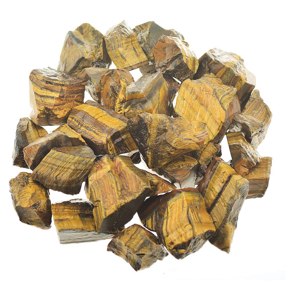 1lb Bulk Tiger's Eye Rough Stones Large 1" Natural Raw Stones for Tumbling, Cabbing, Fountain Rocks, Decoration, Polishing, Wire Wrapping, Wicca and Reiki
