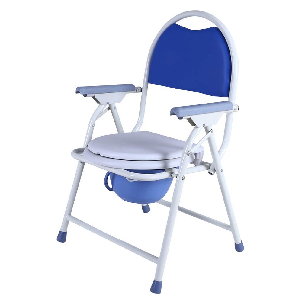 XWZJY Homecare Commode Chair Folding Bath Toilet Seat Pregnant Bath Stool with Safety Steel Frame,Tool-Free Assembly for Seniors, Disabled