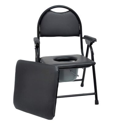 XWZJY Lightweight Obesity Bedside Commode Chair Folding Portable Toilet Elderly Shower Bench with Non-Slip Handles and Bucket Tool-Free Assembly