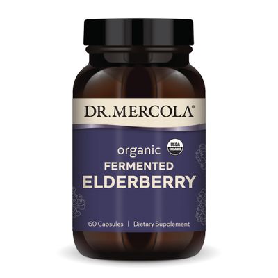 Dr. Mercola Organic Fermented Elderberry - Immune Support - Elderberry Extract & Powder - High Anthocyanin Content - Fermented Herbal Supplement - 60 Capsules (30 Servings)