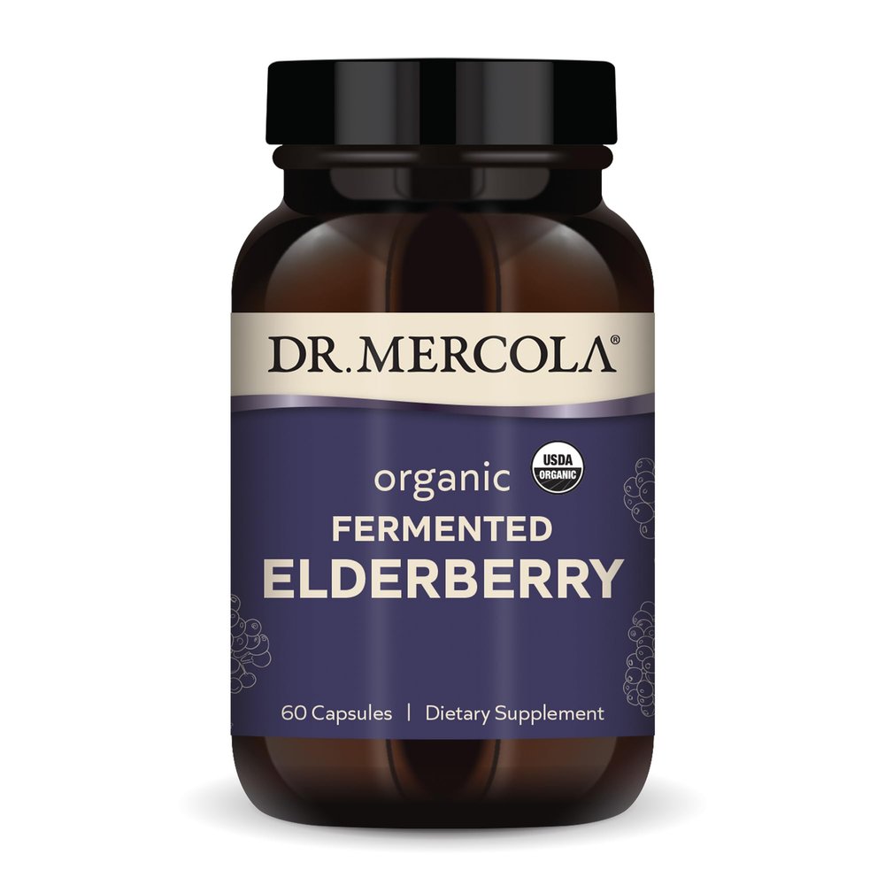 Dr. Mercola Organic Fermented Elderberry - Immune Support - Elderberry Extract & Powder - High Anthocyanin Content - Fermented Herbal Supplement - 60 Capsules (30 Servings)