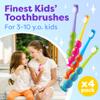 Kids Toothbrush 4 Pack - Soft Bristles with Suction Cup - Toothbrush Kids, Child Sized Brush Heads, 3-10 Year Old Kid Toothbrush with Easy Storage - Toddler, Girl and Boy Set (4-Pack, Multi-Color) view 2