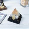 Crocon Black Tourmaline & Selenite Orgone Pyramid Crystal Point Flower of Life Symbol Chakra Balancing Reiki Healing Spiritual Decor Size: 3" view 3