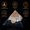 Crocon Black Tourmaline & Selenite Orgone Pyramid Crystal Point Flower of Life Symbol Chakra Balancing Reiki Healing Spiritual Decor Size: 3" view 4