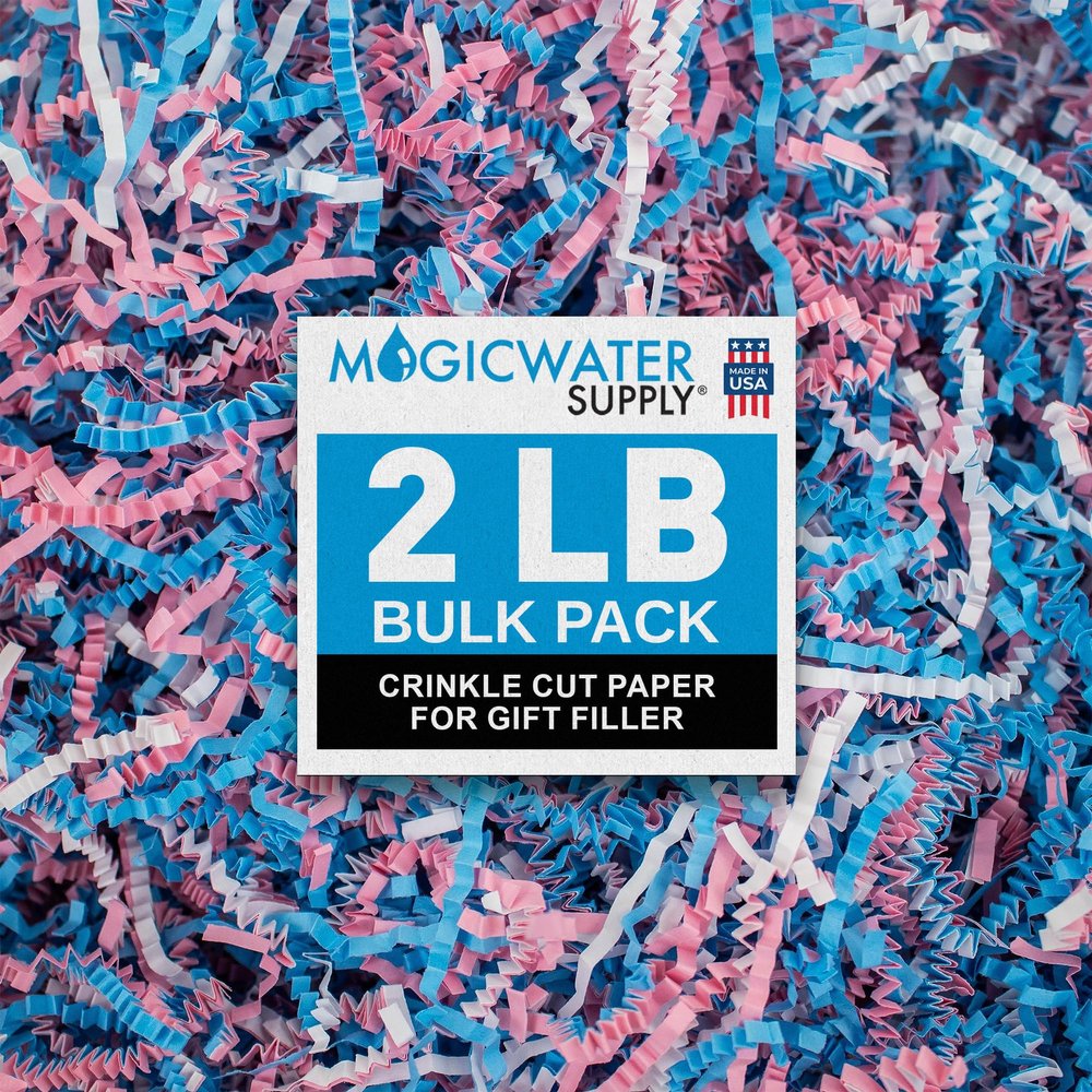 MagicWater Crinkle Cut Paper for Gift Baskets - 2LB - Baby Blend - Perfect for Shredded Paper Filler, Basket Filler, Gift Boxes, Bridesmaid Gifts, Christmas Stuffers & More  Ideal for All Occasions
