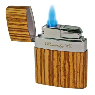 Brizard & Co Venezia Wood Wrapped Single Jet Fleur de Lis Flame Lighter (Zebrawood)