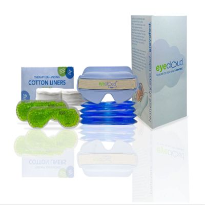 Eye Eco Eyecloud Kit - Blue - Moist Heat & Cold Therapy Home Eye Mask Kit with Moisture-Locking Technology for Soothing Dry Eyes