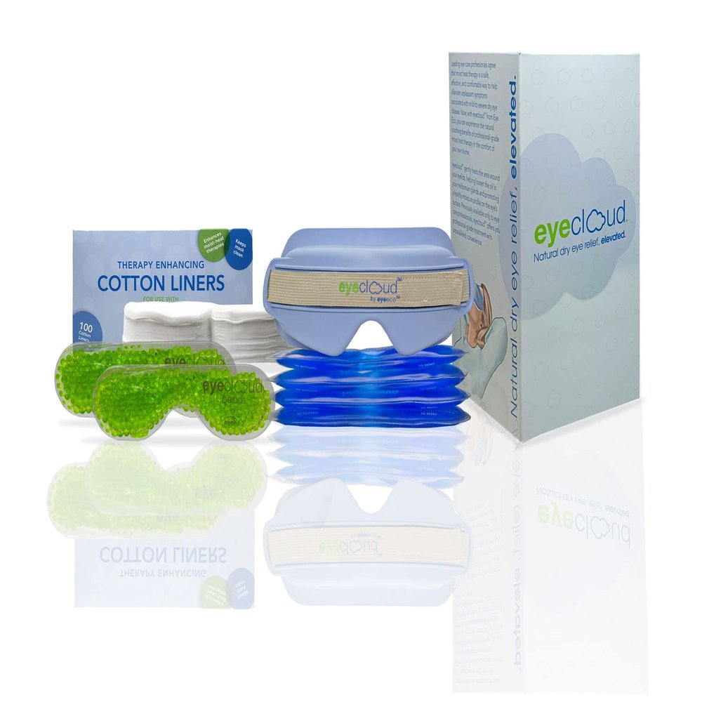 Eye Eco Eyecloud Kit - Blue - Moist Heat & Cold Therapy Home Eye Mask Kit with Moisture-Locking Technology for Soothing Dry Eyes