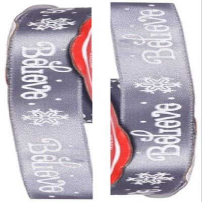 2 Rolls - Silver Snowflake"Believe" Ribbon 5/8" x 108" (9' feet each)