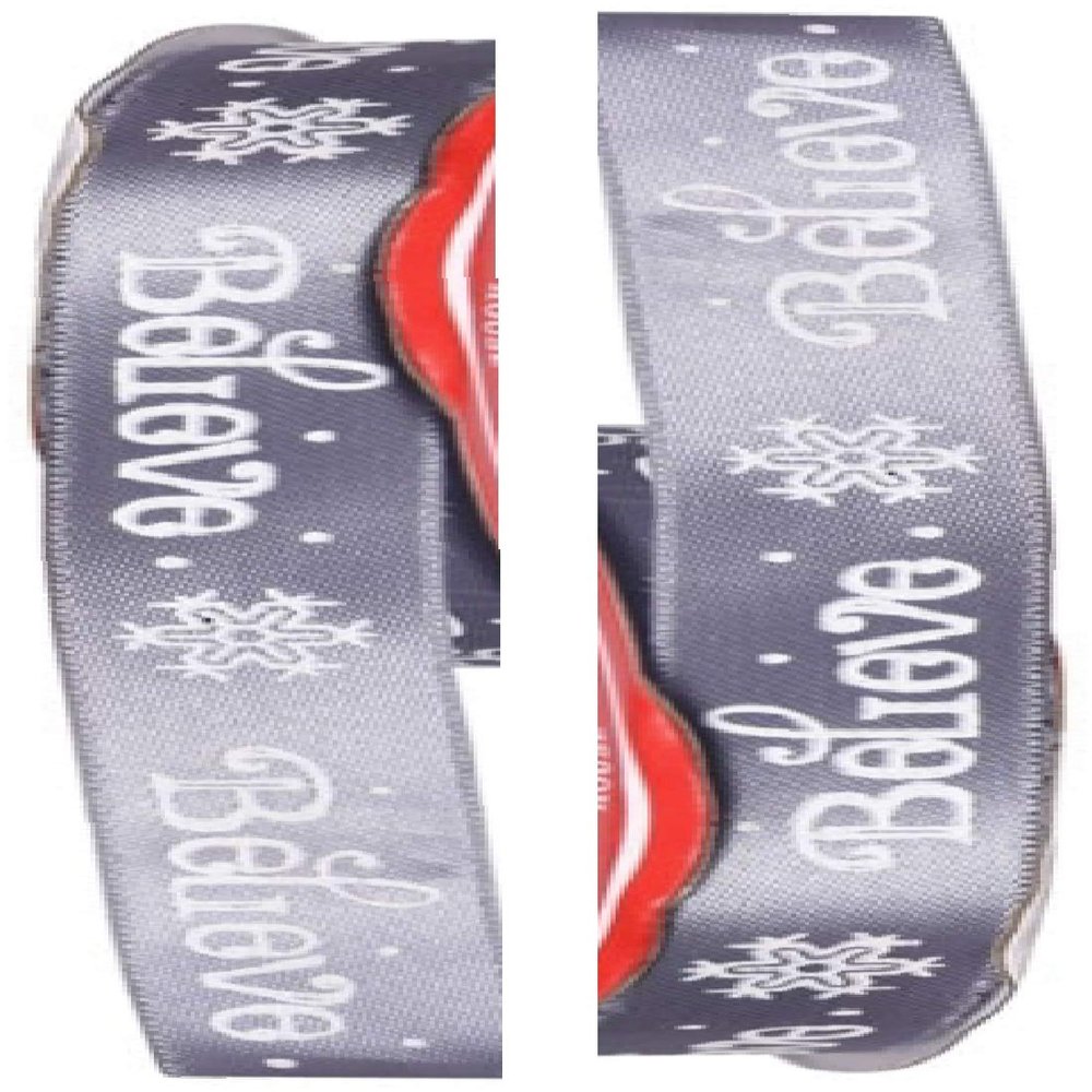 2 Rolls - Silver Snowflake"Believe" Ribbon 5/8" x 108" (9' feet each)