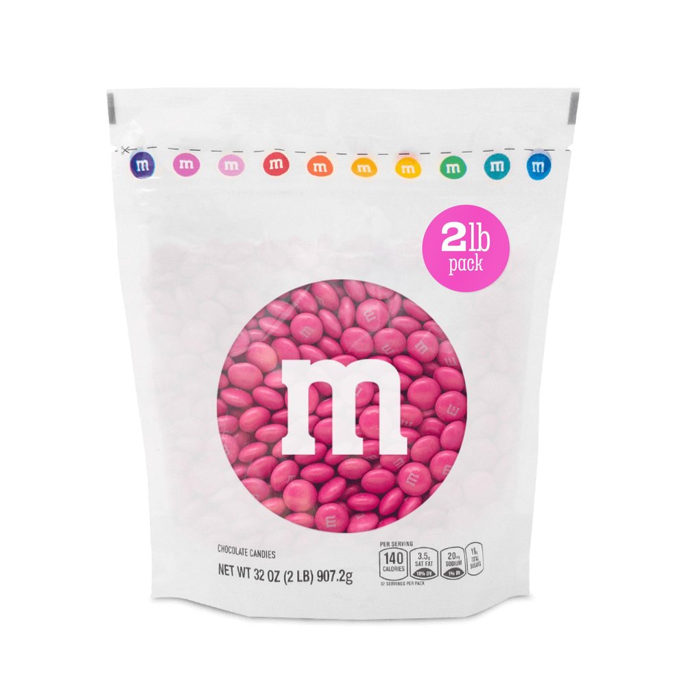 M&MS WORLD Dark Pink Milk Chocolate Candy - 2lbs of Chocolate Candy Bulk in a Resealable Pack, For Valentine's Day, Birthday Party Favors, Weddings, Graduation and More
