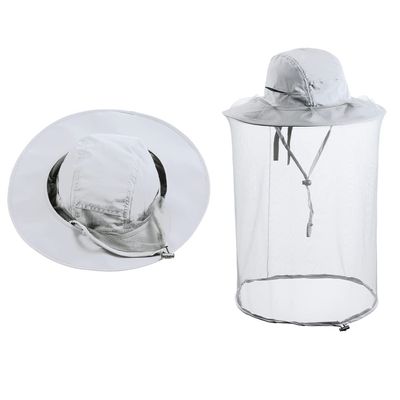 Bee Keeping Beekeeper Veil hat gnats Insect Bug Mosquito Fishing Gardening Cap with Head net Netting mesh Hood for Men Women Light Gray