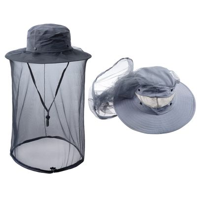 Bee Keeping Beekeeper Veil hat gnats Insect Bug Mosquito Hats Fishing Gardening Cap with Head net Netting mesh Hood Dark Grey