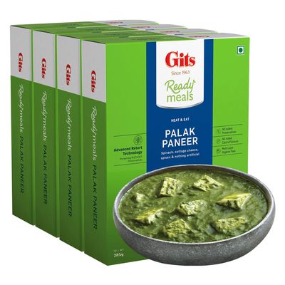 Gits Ready to Eat Palak Paneer, 285g (Pack of 4)
