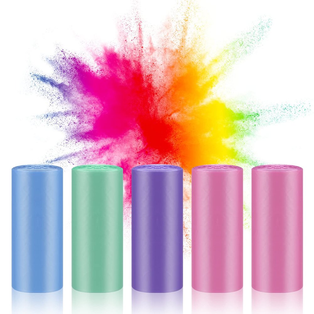 100 Count Small Trash Bags - 4 Gallon Trash Bag, Garbage Bags for Office Bedroom Bathroom Trash Bags, for Trash Can Liners, Colored, 5 Rolls