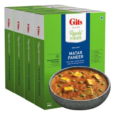 Gits Ready to Eat Matar Paneer, 1140g (Pack of 4 X 285g Each)
