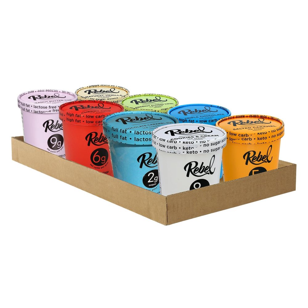 Rebel Ice Cream - Low Carb, Keto - "The Maverick" Mixed Case (8 Pints)