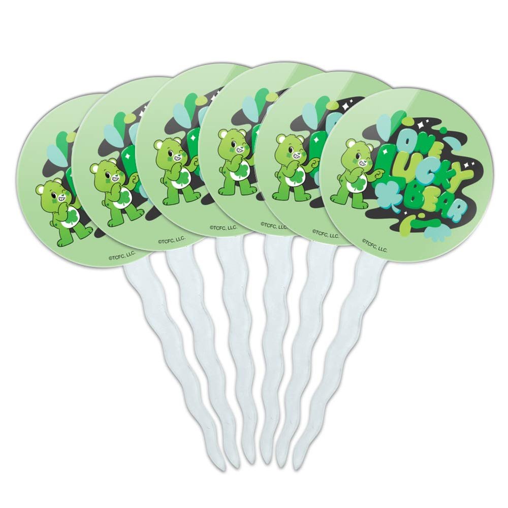 Care Bears: Unlock the Magic One Lucky Bear Cupcake Picks Toppers Decoration Set of 6