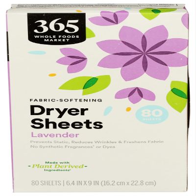 365 by Whole Foods Market, Fabric-Softening Dryer Sheets, Lavender, 80 Count