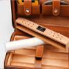 CIGAR IN STYLE Brown Leather Ceder Wood Cigar Humidor Travel Case Holder with Cutter Gift Set view 3